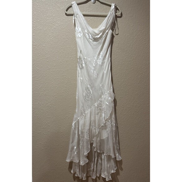 Alex Evenings Dresses & Skirts - Vtg Y2k Alex Evenings Dress Sz 12 Ivory Silk Velvet Burnout Tiered Bridal Fairy